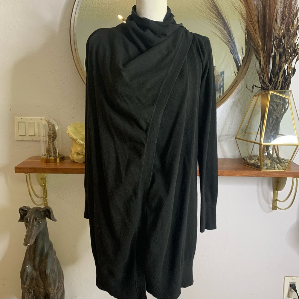 Zara Black Neck Wrap Front Cardigan Sweater Stretchy Size M